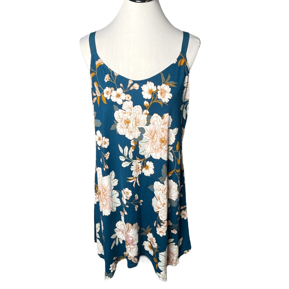 Lilac and London Floral Dress Teal Blue Size Large